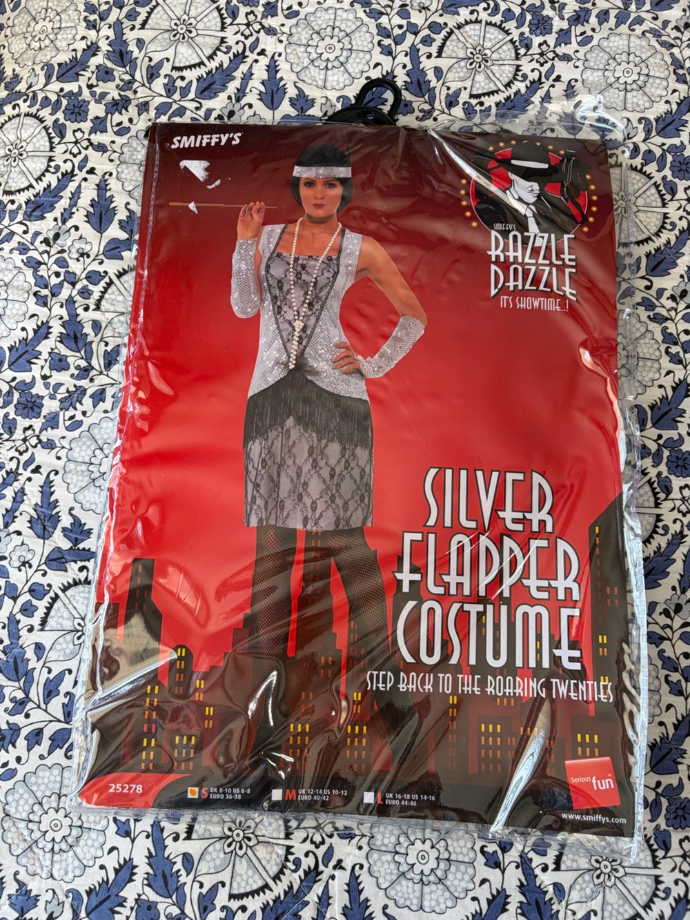 NWT Smiffy's Silver Flapper Costume - Silver and Black small dress up iconic